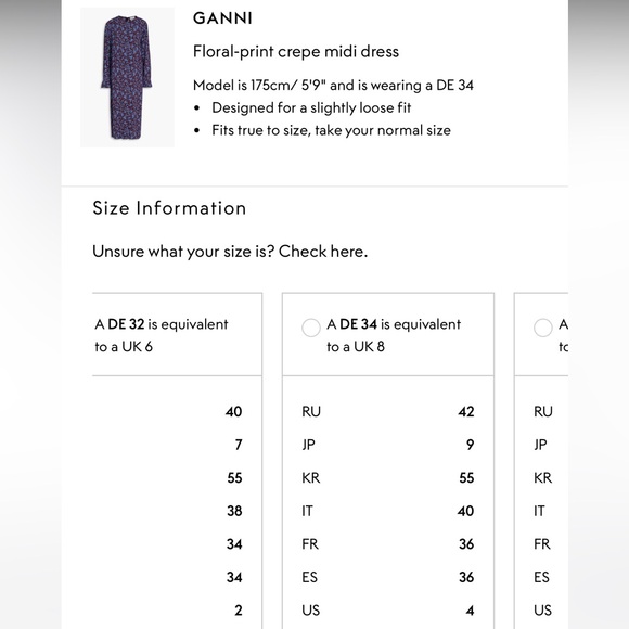 NWT Ganni floral crepe midi dress - Picture 8 of 8